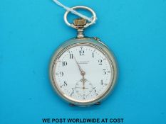 A gentleman's open faced continental white metal pocket watch with C G Benedikston,