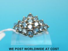 A 9ct gold ring set with blue zircon (size N)
