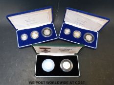 Two 2003 Royal Mint three coin Piedfort collections, both with certificates,