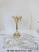 An overlaid glass lustre with gilt decoration and white casing over clear ground and ten clear cut