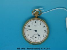A gentleman's 18ct gold cased keyless pocket watch hallmarked 1944,
