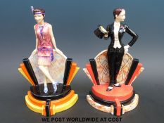 Two Kevin Francis Art Deco style figures; 'Hullabalu-Lu' first in the Ritzy Girl series,