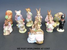 Beswick Beatrix Potter figures all brown back stamps together with Royal Albert examples and two