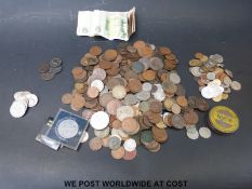 An amateur collection of UK and overseas coins, includes modern crown, George II 1735 halfpenny,