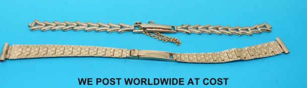 Two 9ct gold watch bracelets (14g)