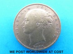 An 1872 Queen Victoria full gold full sovereign with shield reverse,