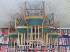 A set of six oak dining chairs with Utility mark to underside