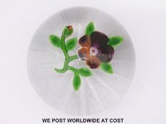 Baccarat pansy glass paperweight,
