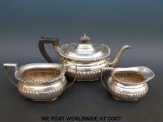 Goldsmiths and Silversmiths Company hallmarked silver three piece tea service,
