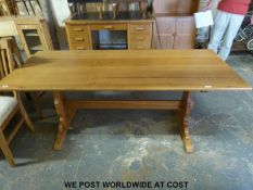 A pine refectory table (length 183cm, width 81cm,