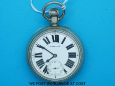 A gentleman's Longines railway style pocket watch,