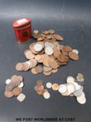 An amateur collection of UK and World pre-decimal/pre-euro coinage, including 5 Reichmark coins etc.