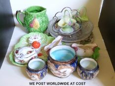A collection of ceramics including a pair Carltonware posy baskets, Beswick dish,