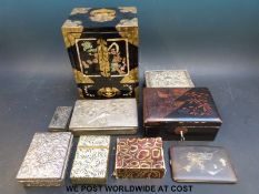 A collection of seven Japanese boxes including two lacquer examples,