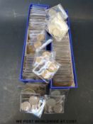 An amateur collection of UK coinage in two small tray boxes (approximately 120 coins in all)