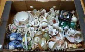 A collection of various ceramics including crested ware,