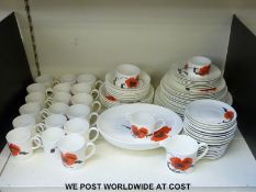A Susie Cooper for Wedgwood 'Corn Poppy' 21 piece teaset,