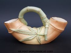 A Royal Worcester blush ivory double ended tusk vase