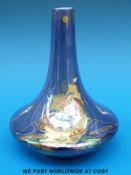 A Crown Devon lustre bud vase decorated with a sailing ship (23cm tall)