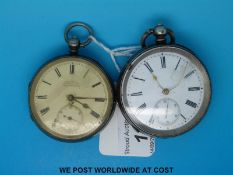 A Victorian hallmarked silver cased H Samuel pocket watch with white enamel dial and subsidiary