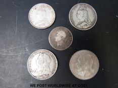 Three Victorian silver crowns 1888, 1889,