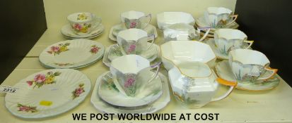 A collection of Art Deco Shelley part tea sets, patterns include numbers 11621, 17911,