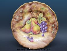 A Royal Worcester painted fruit plate, signed D.
