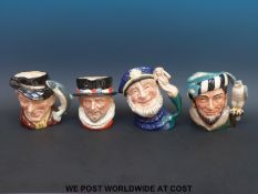 Four large Royal Doulton character jugs Old Salt, Falconer, Beefeater,
