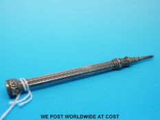 A late 19thC / 20thC white metal octagonal propelling pencil,