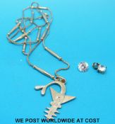 A gold plated necklace and two cubic zirconia