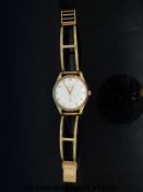 Omega 18ct gold gentleman's wristwatch with subsidiary seconds dial and gold Arabic numerals and
