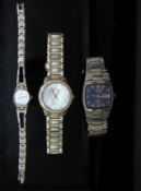 Seiko LM gentleman's wristwatch with day and date aperture and blue face on stainless steel