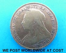 An 1897 Queen Victoria gold half sovereign.