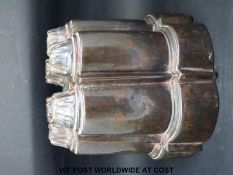 A Victorian copper jelly mould with circa 1850 kite mark shaped registered design mark to top,