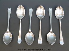 A set of six hallmarked silver teaspoons,