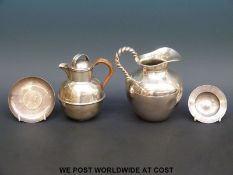 A hallmarked silver Guernsey cream jug, Birmingham 1907, silver pin dish,