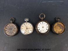 Three hallmarked silver pocket watches, one Chester one Scarratt & Co Worcester,