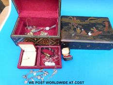 An 18ct gold ring set with a diamond, silver charm bracelet,