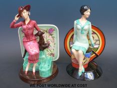 Two Kevin Francis Art Deco style figurines of 'Clarice Cliff' limited edition 805/900 and Susie