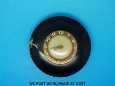 An Art Deco style Westclox bakelite cased travelling clock or pocket watch,
