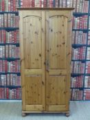 A double pine wardrobe (width 93cm, depth, 56cm,