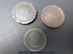 Two cartwheel George III 1797 two pences, near VF but with some rim nicks,