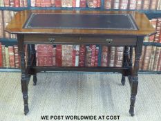 A mahogany leather inset ladies desk with single drawer (width 107cm, depth 55cm,