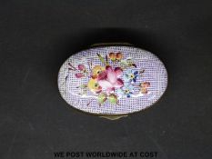 A Bilston enamel box with floral decoration, length 5.