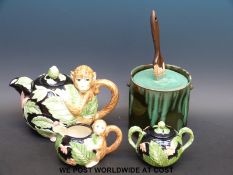 A novelty studio potttery biscuit barrel or lidded container in the form of a tin of paint with