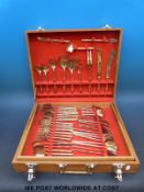 A canteen of bronze cutlery of bamboo design