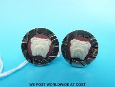 A pair of silver cufflinks by Stephen Webster for Wedgwood depicting bulldogs 