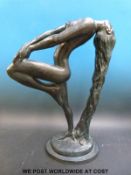 Austin Proding bronzed figure of a nude leaning back, marked 1979, Sever,
