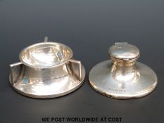 A hallmarked silver capstan inkwell, Birmingham 1915,
