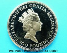 A cased 1oz gold proof 1989 Britannia cert. no.